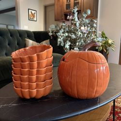 Pottery Barn Pumpkin Soup Set