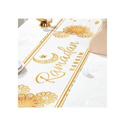White and Gold Ramadan table runner 13”x72”