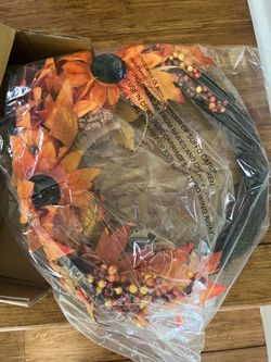Brand New Fall Wreath with Maple Leaves & Berries /