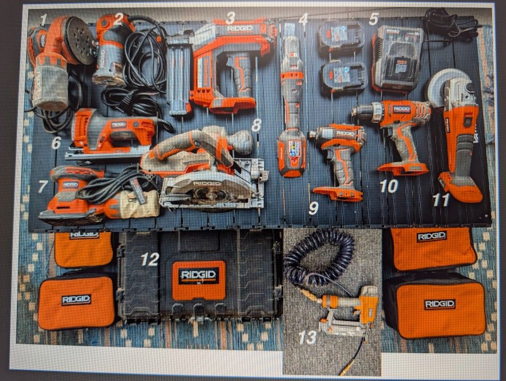 Ridgid Power Tool Bundle - Corded & 18V - All Working 