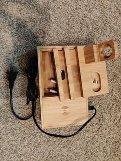 Wooden Charging & Docking Station for Apple Products (Charging Cables Included)