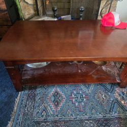 Wood Coffee Table with Lower Shelf
