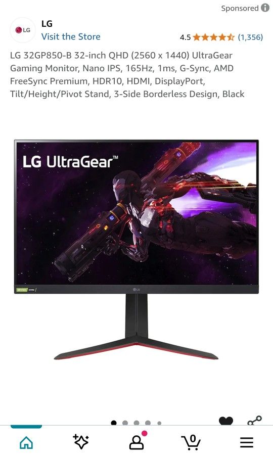 LG 32GP850-B 1440P Gaming Monitor