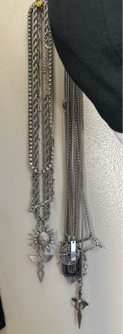 SEND ME OFFERS Vintage Silver Chain & Pendant Collection Lot