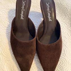 Jeffrey Campbell Brown Suede Pointed Toe Mules -- Size 6.5