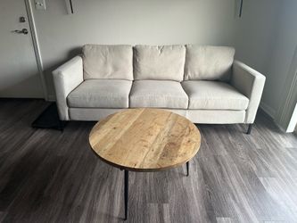 Modern 3-Seater Sofa + Round Coffee Table – Excellent Condition