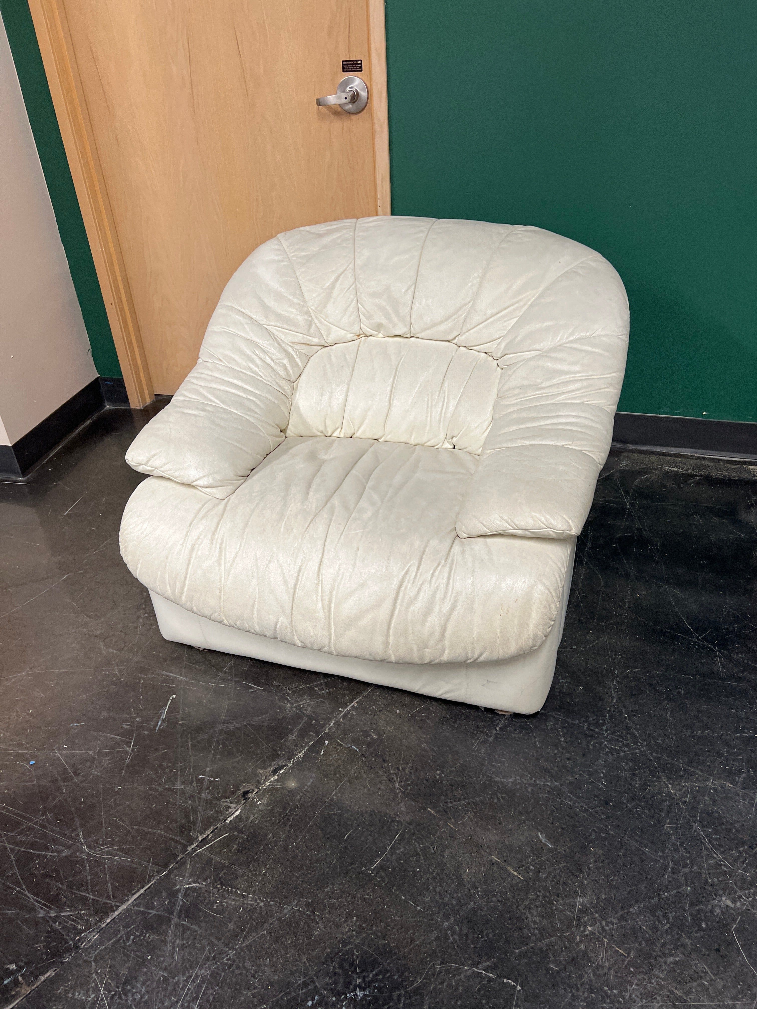 Cream-Colored Leather Armchair