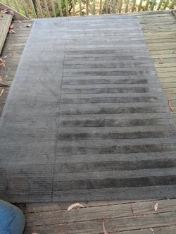 100% Wool Pile Rug, Gray Stripes 6'6" x 9'10"