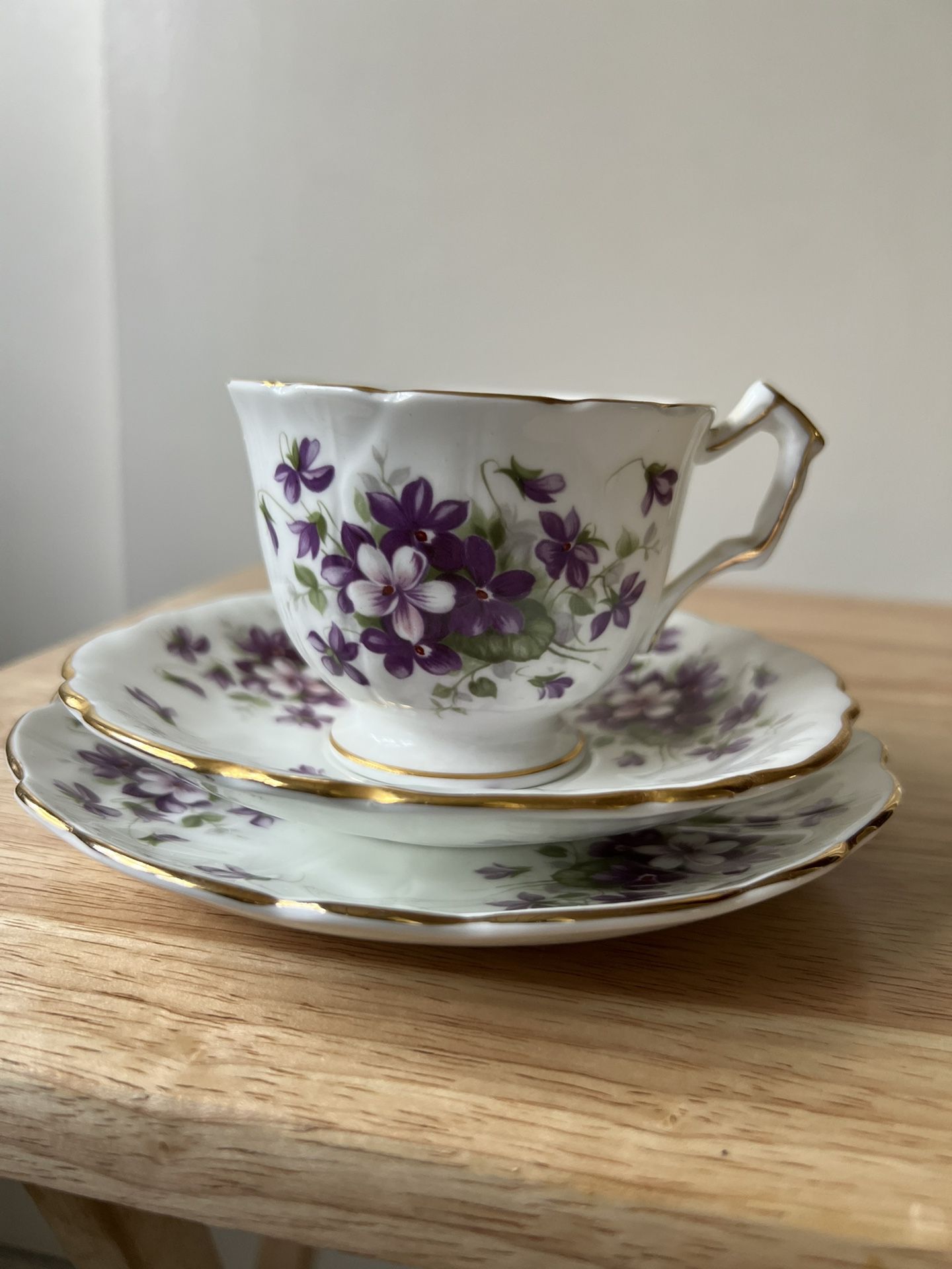 Antique Aynsley “Violette” Cup, Saucer, & Side Plate