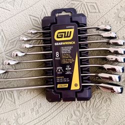 $55 GEARWRENCH 8 pc Sae Reversible combination ratcheting wrench set NEW NUEVO