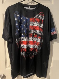 NWOT American flag wolf shirt 1X