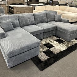 Gray Sofa Sectional Double Chaise