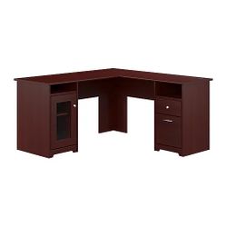 L-Shaped Wood Office Desk with Storage