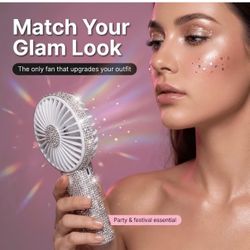 Bling Handheld Fan Portable Rechargeable, Rhinestone Mini Fan