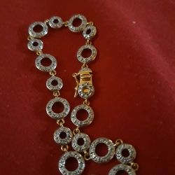 Vermeil Gold Real Diamonds Tennis Bracelet 