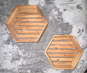 Hexagon Wooden Wall Shelves