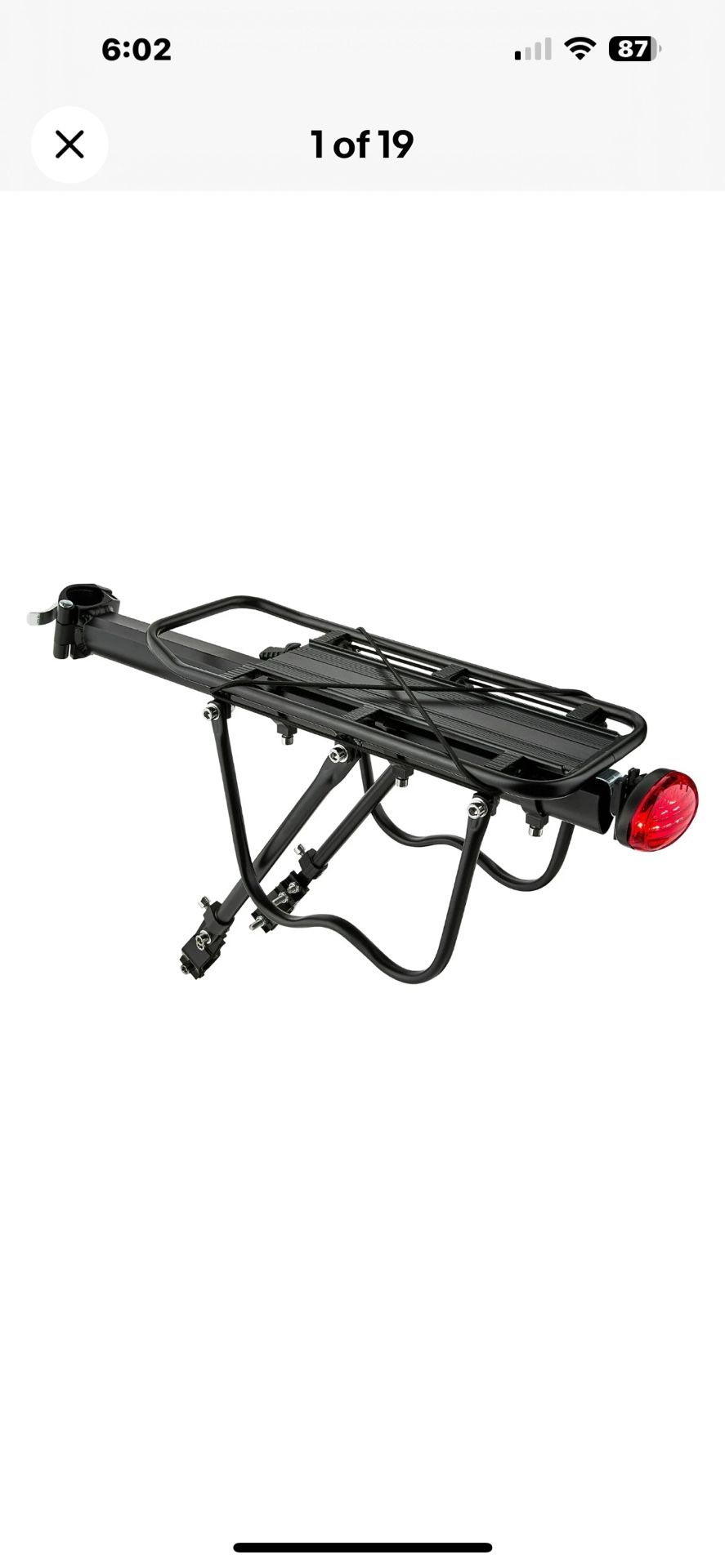 Ozark Trail Aluminum Adjustable Rear Bike Rack with Tailight