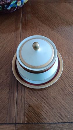 Porcelain Lidded Sugar Bowl with Saucer