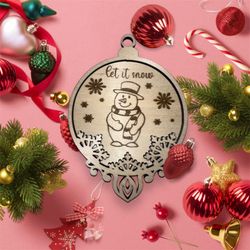 Let It Snow Wooden Ornament