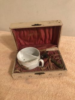 Victorian Women’s Shaving Box Flower Cup No Brush Safety Razor 