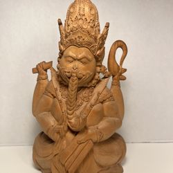 RARE Balinese Hand Carved  Sandal Wood Statue of Lord Ganesha  Aprox. dimensions: 11"H x 7"W x 4"D Very good original condition! No chips