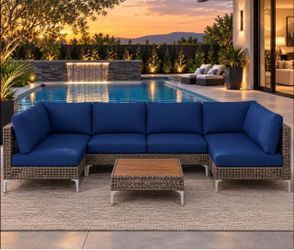 7 Piece Outdoor Outsunny Patio Set New Wicker Brown Summer home furniture