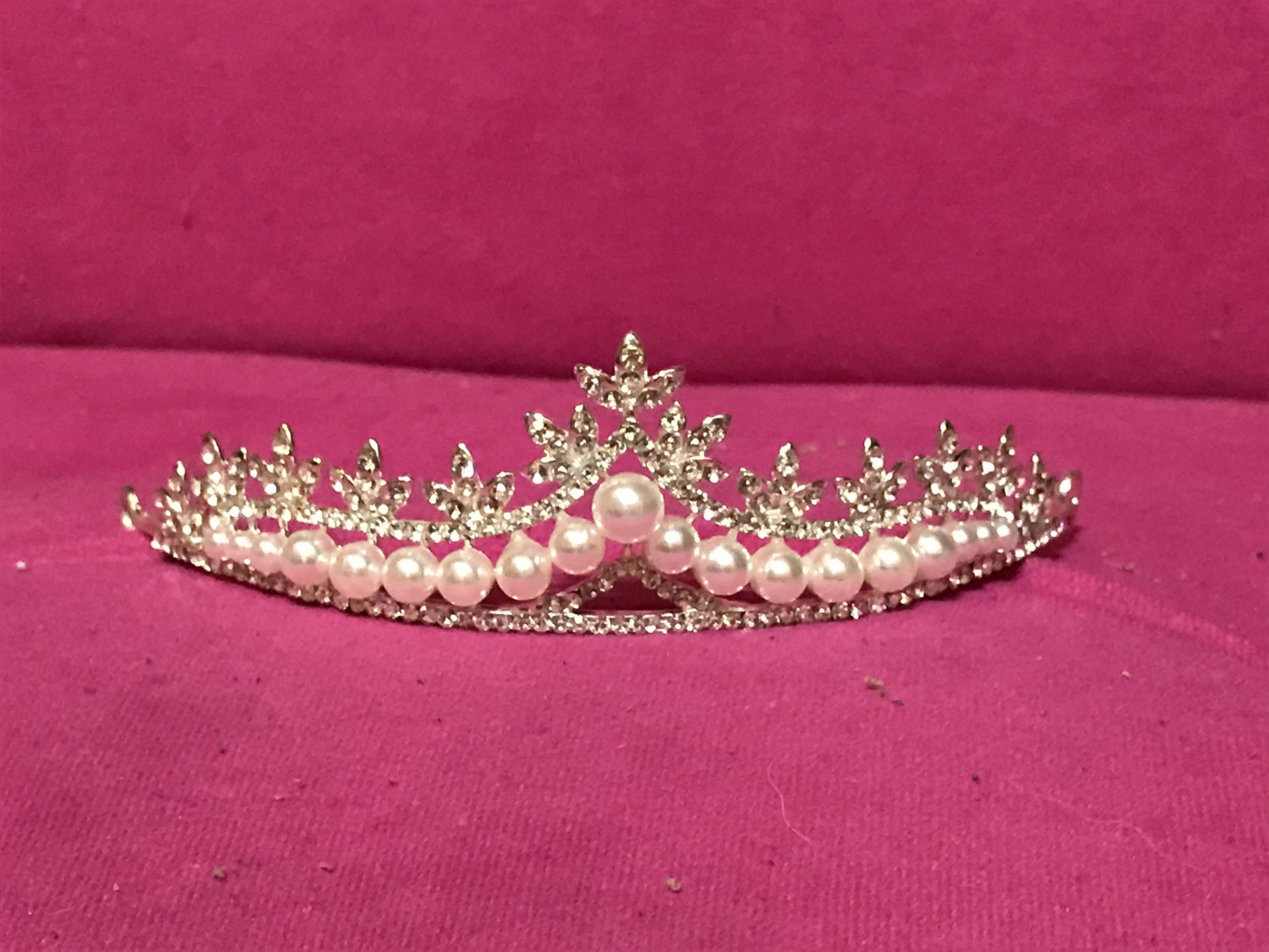 Fate Faux Rhinestone Pearl Tiara Jewelry Crown Bridal Prom In