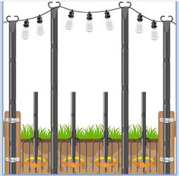 10Ft String Light Poles 4 Pack,Poles for Outdoor String