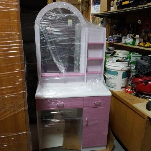 Pink White Vanity Desk