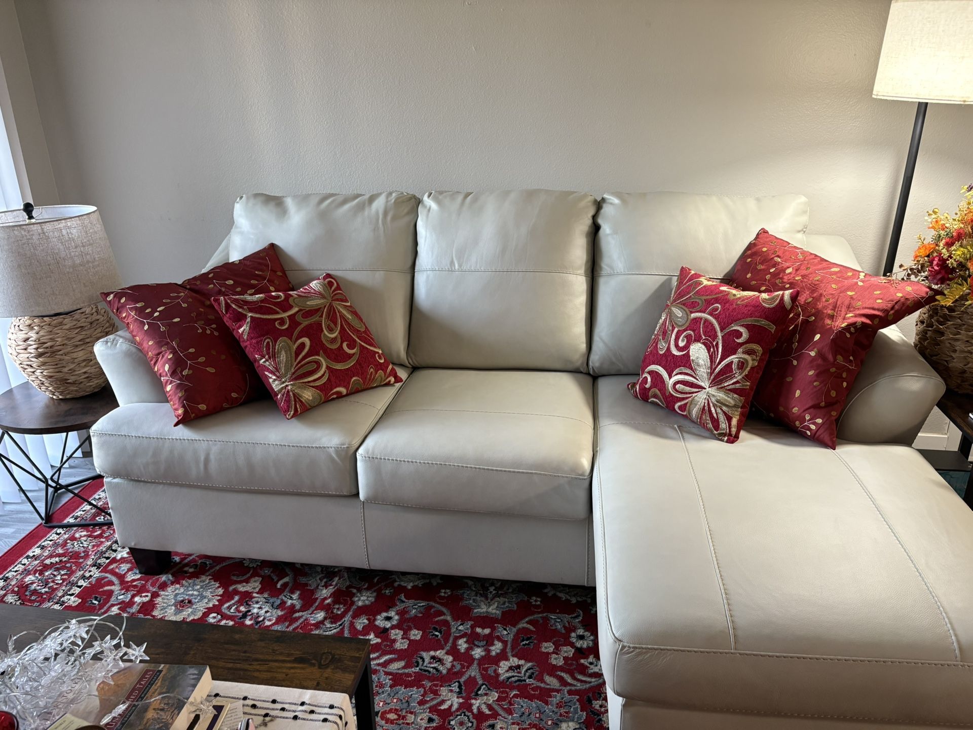 Ashley Leather Left Chaise Sofa Almost New!