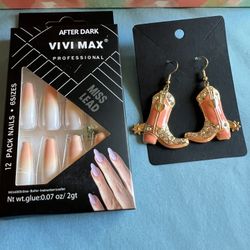 Nails Pretty peachy Ombré With Free Boot Earrings 
