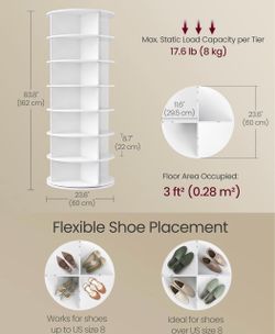 Rotating Tower Shoe Rack White