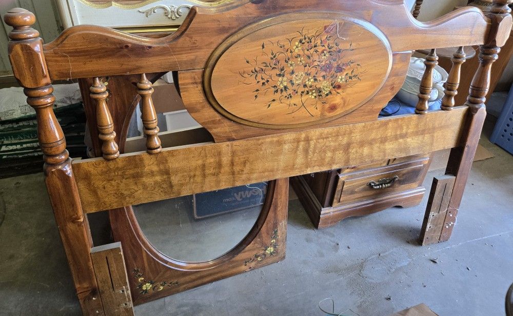 Vintage Early 1970's Solid Wood Bedroom Set