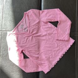 NWOT SO - Pink Long Sleeve V-Neck Top with Scalloped Hem