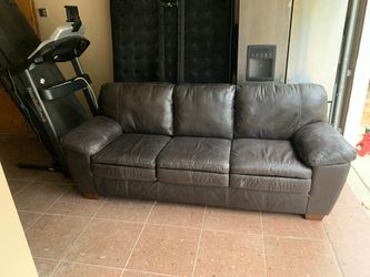 Brown leather sofa