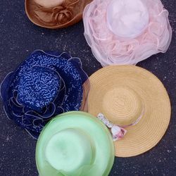 30+ Easter Hats  Vintage Modern Purple Blue Pink White Feathers Felt Deborah Misc Brands $35 Each 