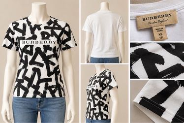 Burberry London England Black & White Graphic T-Shirt – XS