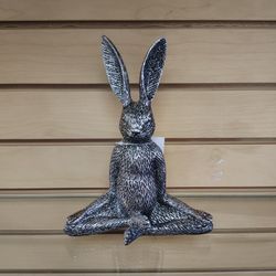 Rabbit / Bunny Yoga Lotus pose figurine ( NEW ) silver