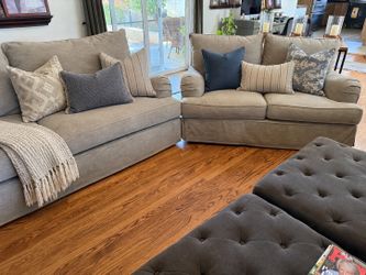 Pottery Barn Sofa and Loveseat Comfort English Arm SlipCovered Sofa and Loveseat
