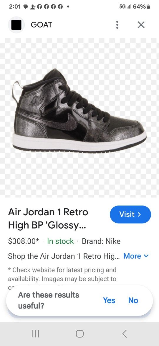 Black Air Jordan 1 High Patent Men Size 8