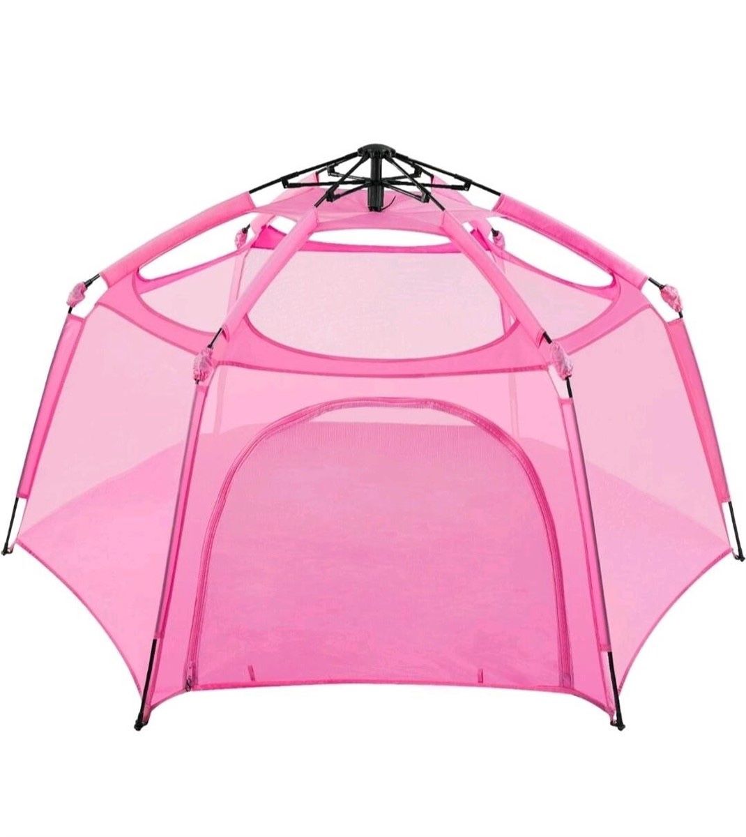 NEW Pink Portable Foldable Pop Up Playpen For Indoor & Outdoor Use w/Carry Bag