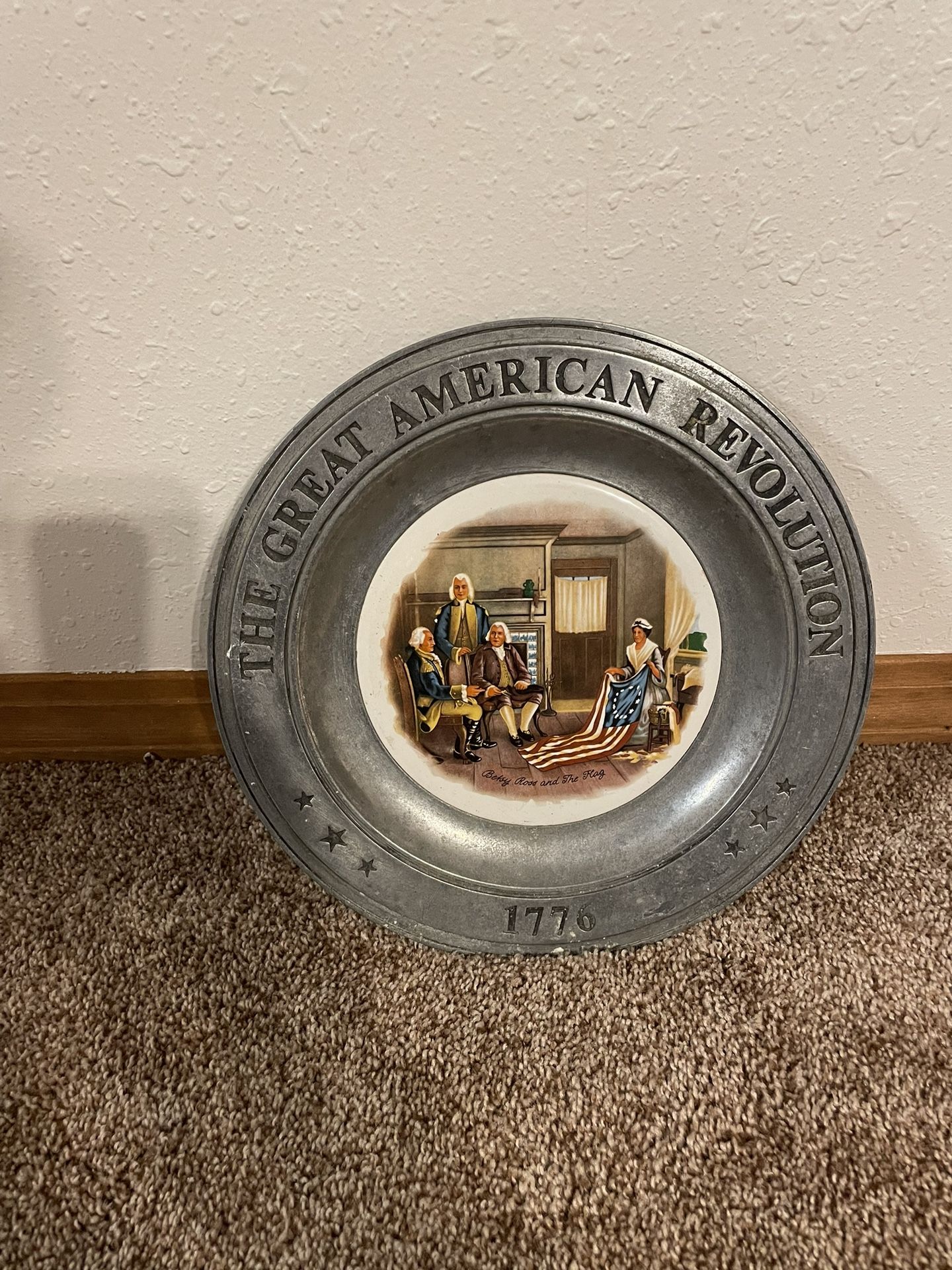 The Great American Revolution 1776 Pewter Plate Betsy Ross And The Flag