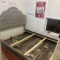 Queen Bed Frame, Box Spring & Upholstered Headboard - All Included!