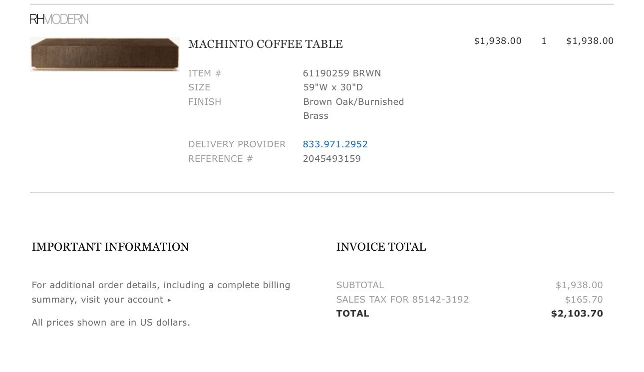 Rh Coffee Table 