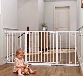 Cumbor Extra Wide Baby Gate, 36.6-59" Walk-Through Dog Gate White