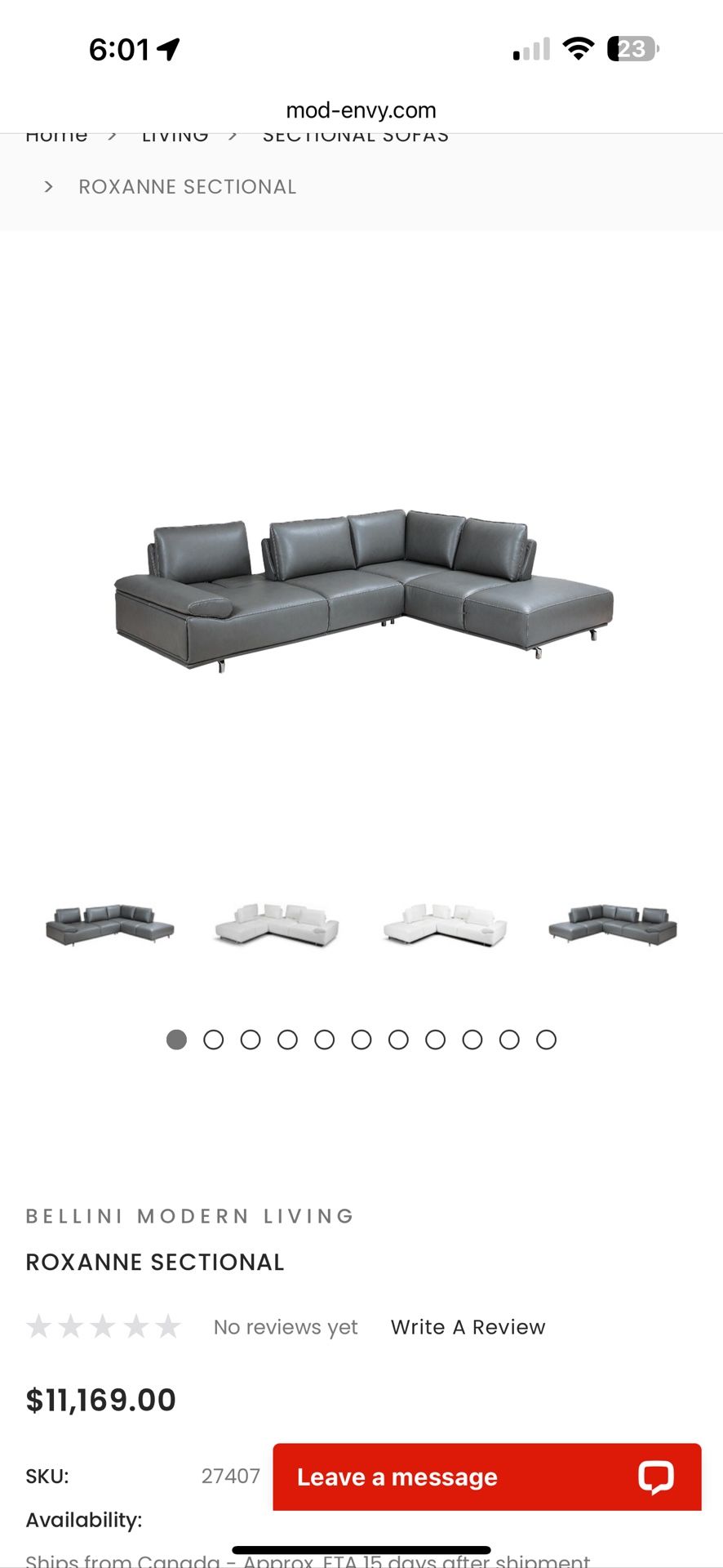 Gray Sectional. 