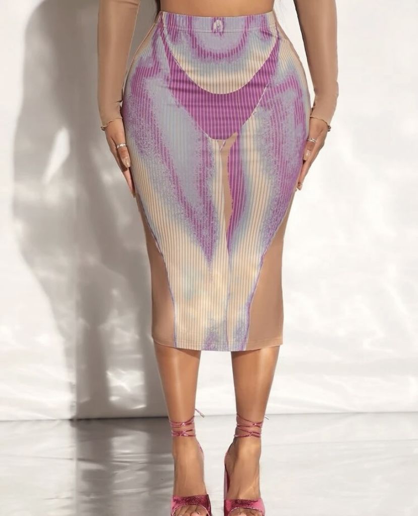 Coolest Graphic Illusion Pencil Skirt With Split🔮