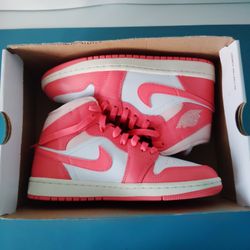 Air Jordan 1 Mid White/ Sea Coral Women's Size 7