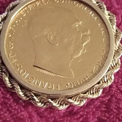 Gold Coin.1915. Pendant 14 K Coin Very Fine.1 Oz Coin.