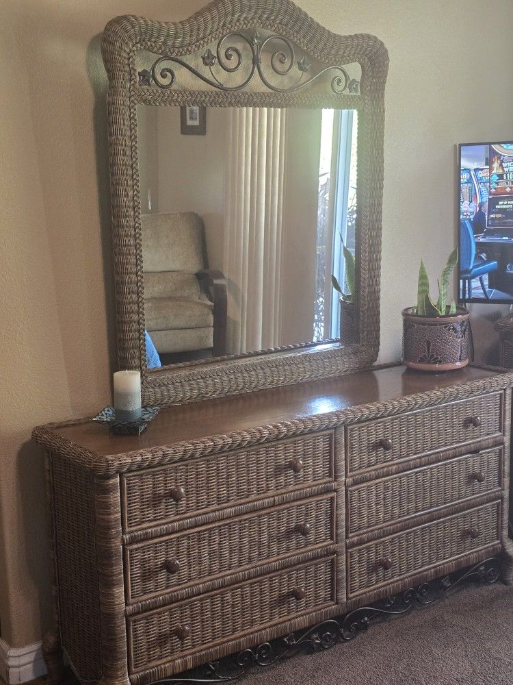 Wicker with Metal accents Bedroom Furniture